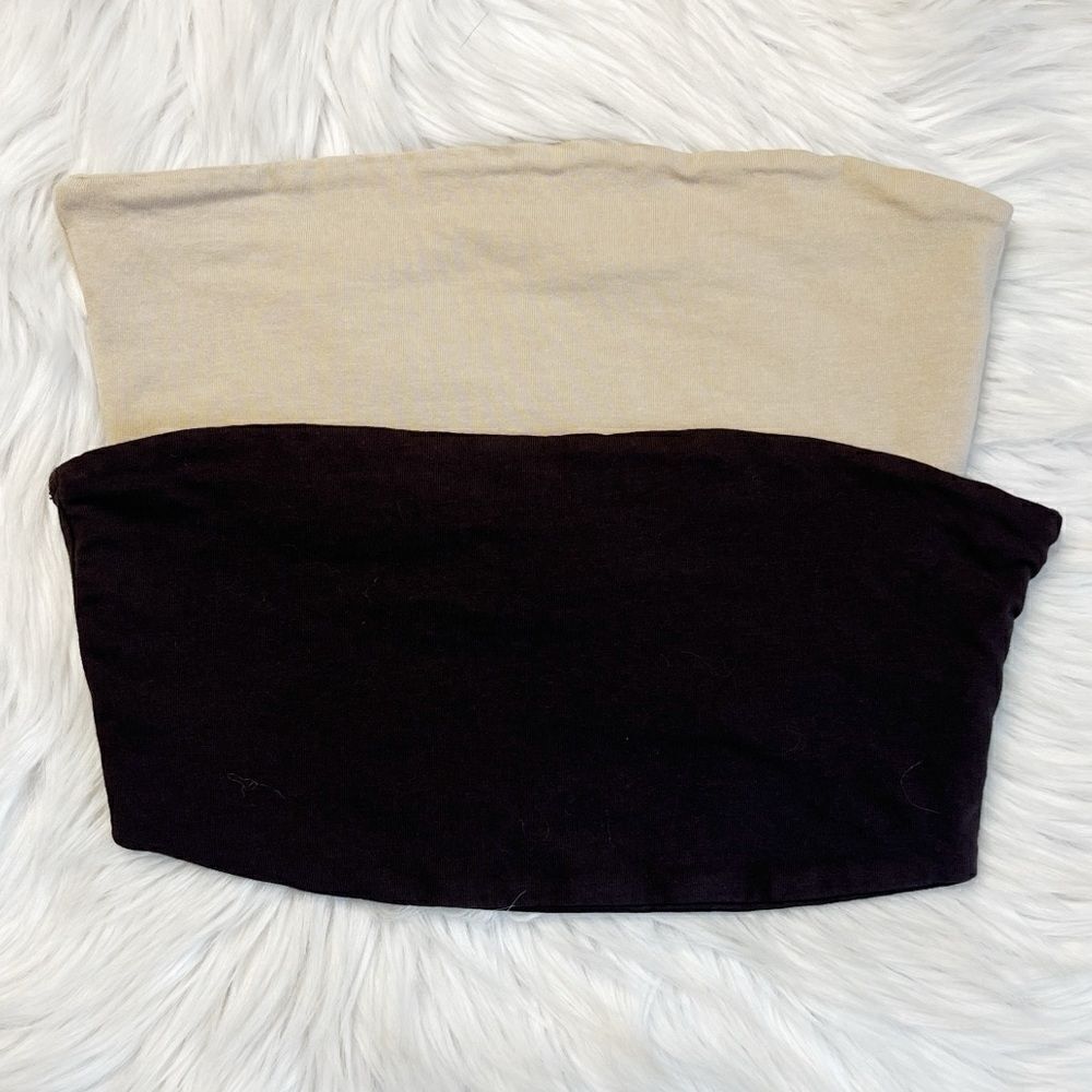 H&M Divided strapless bandeau Tan & Brown Size Small Set of two